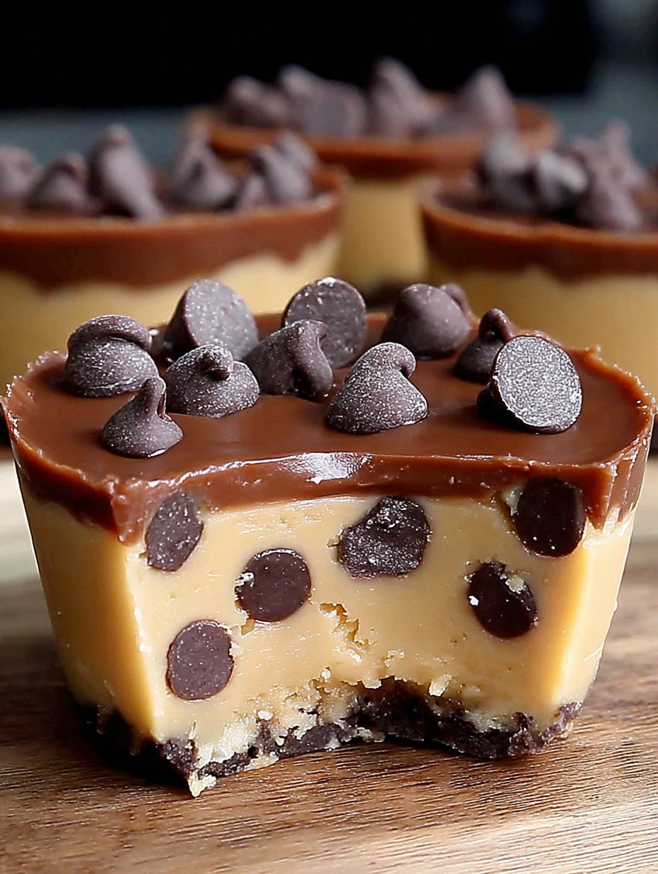 A chocolate dessert with chocolate chips on top.