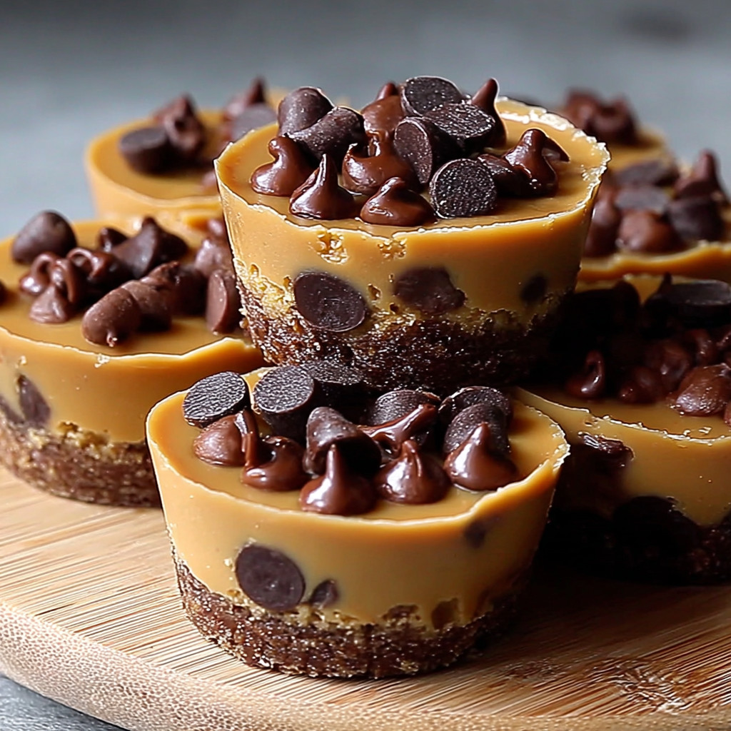 Chocolate desserts with chocolate chips on a wooden table.