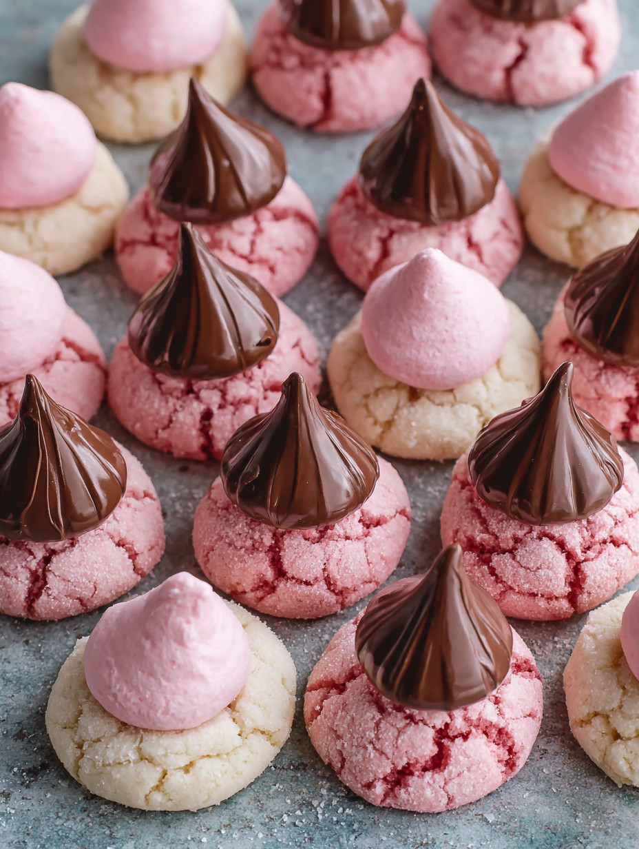 A plate of cookies with chocolate and pink frosting.