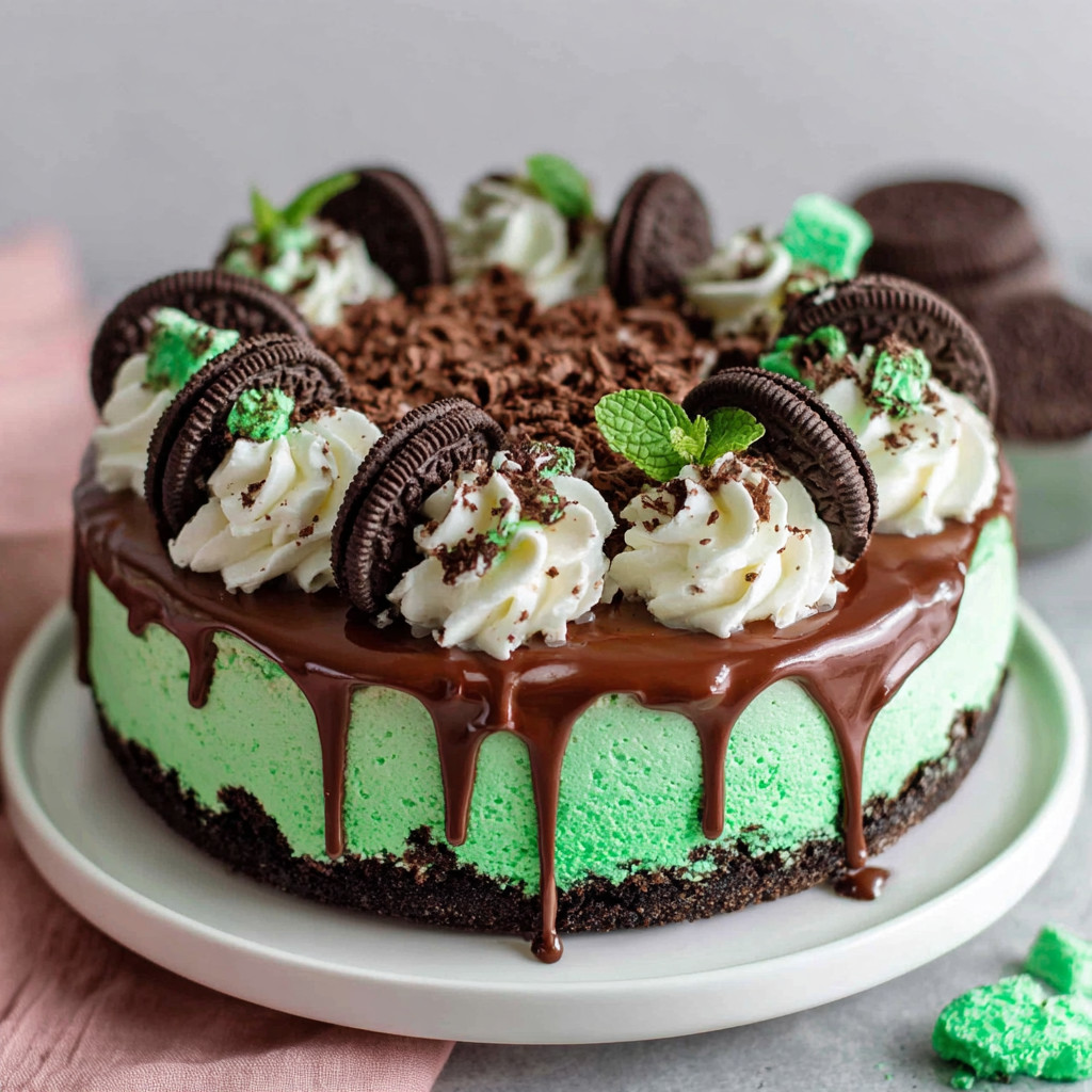 A slice of chocolate cake with white frosting and chocolate drizzle.