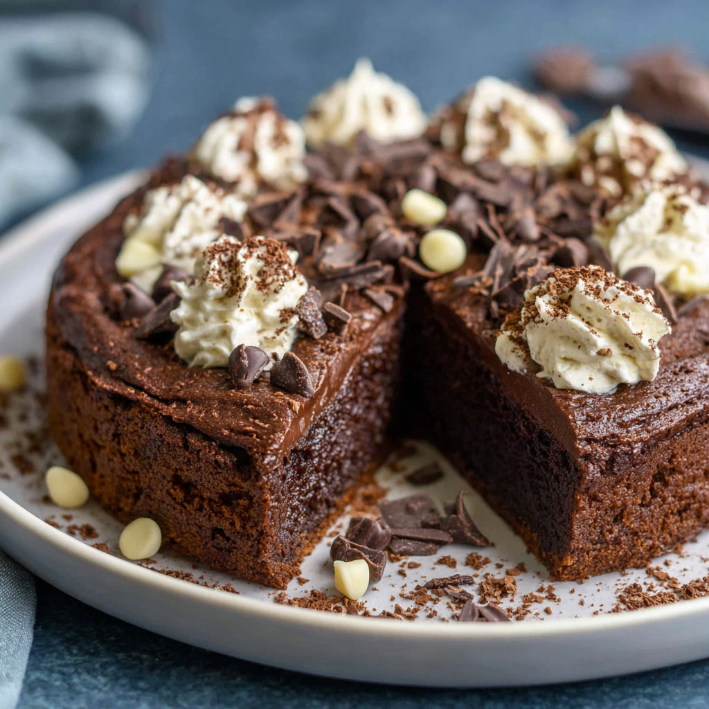 A slice of chocolate cake with white frosting.