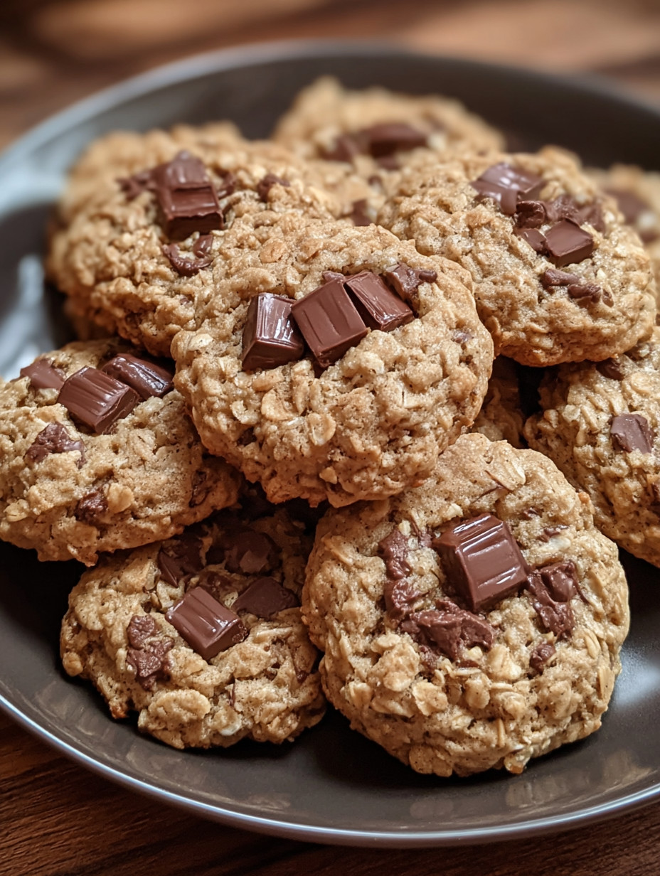 A plate of cookies with chocolate chips.