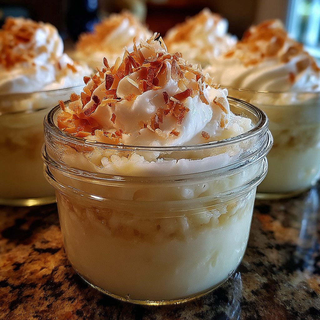 A glass of coconut cream pie.