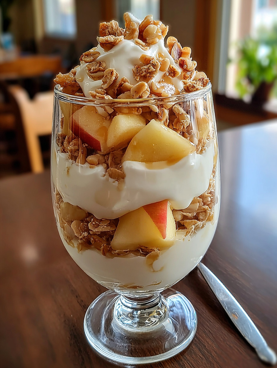 A glass of yogurt with granola and fruit.