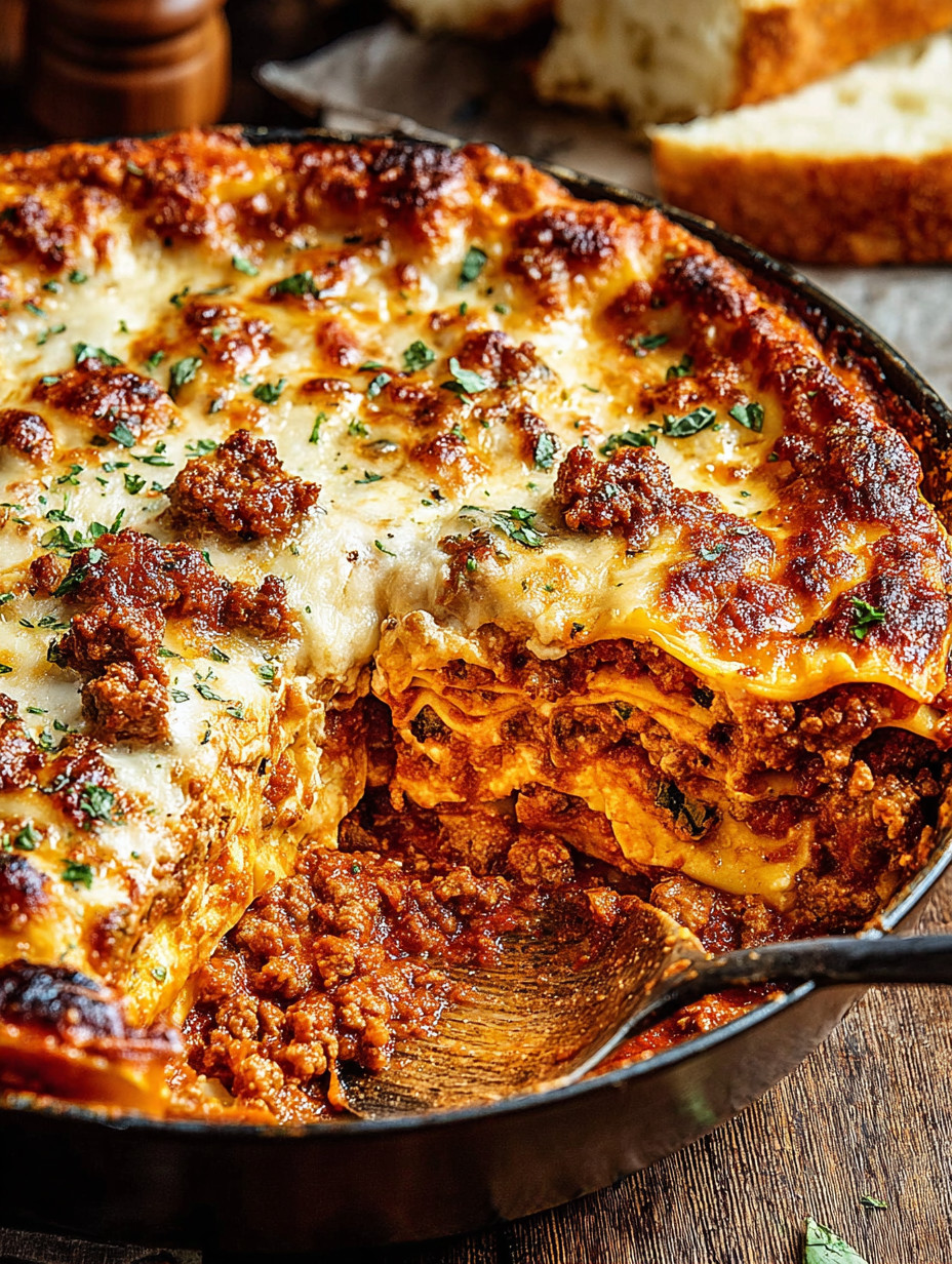 A close up of a delicious lasagna.