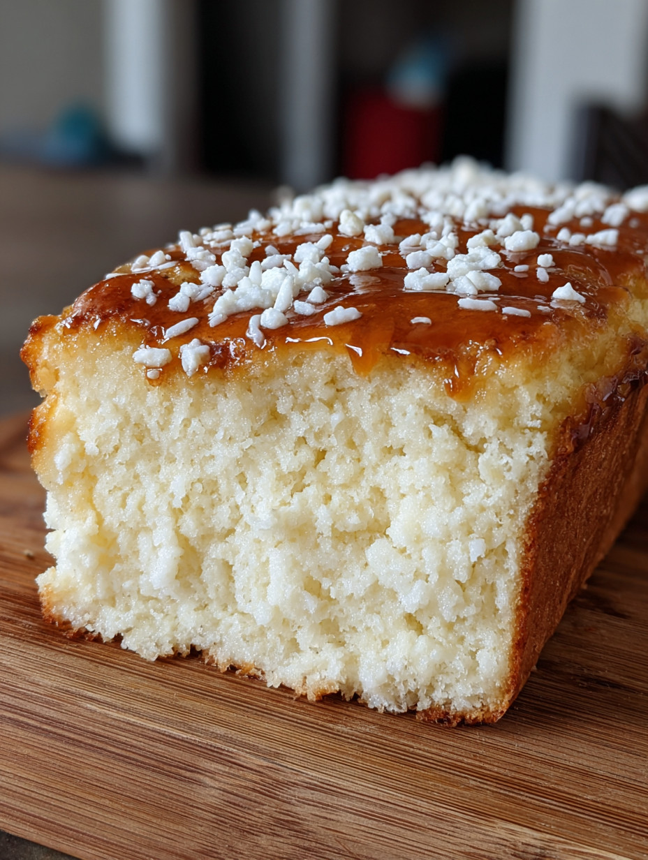 A slice of bread with white sugar on top.
