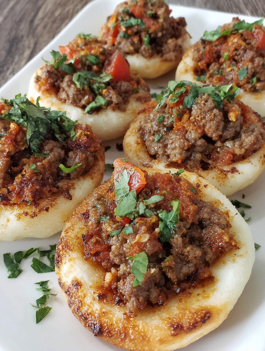 A plate of meat filled doughnuts.