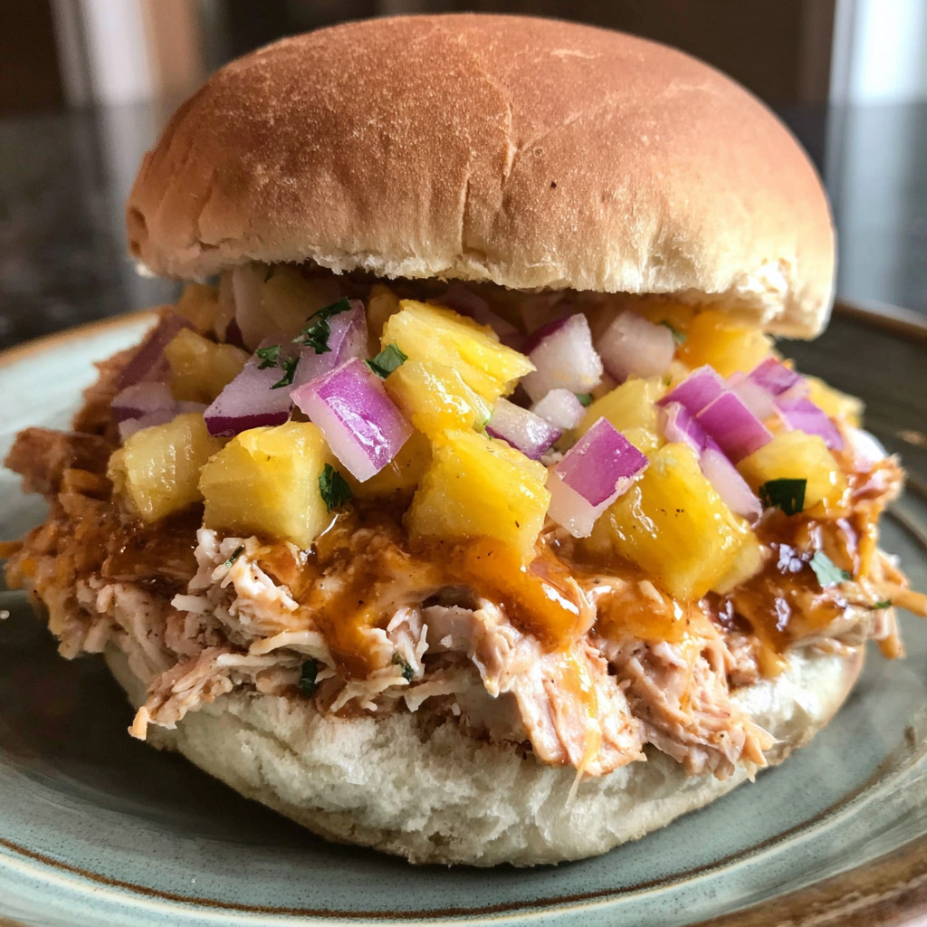 A sandwich with pineapple and onions.