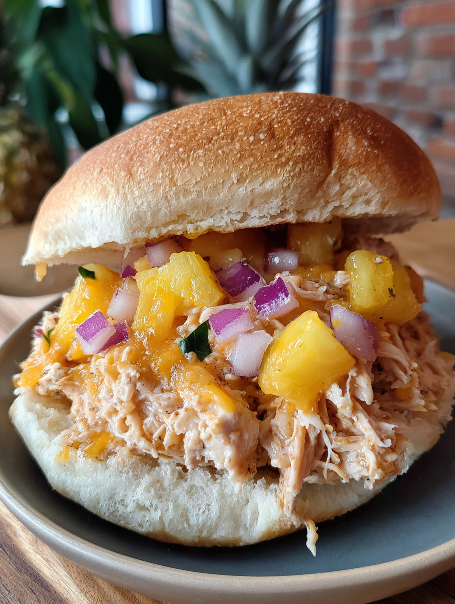 A sandwich with pineapple and onions.