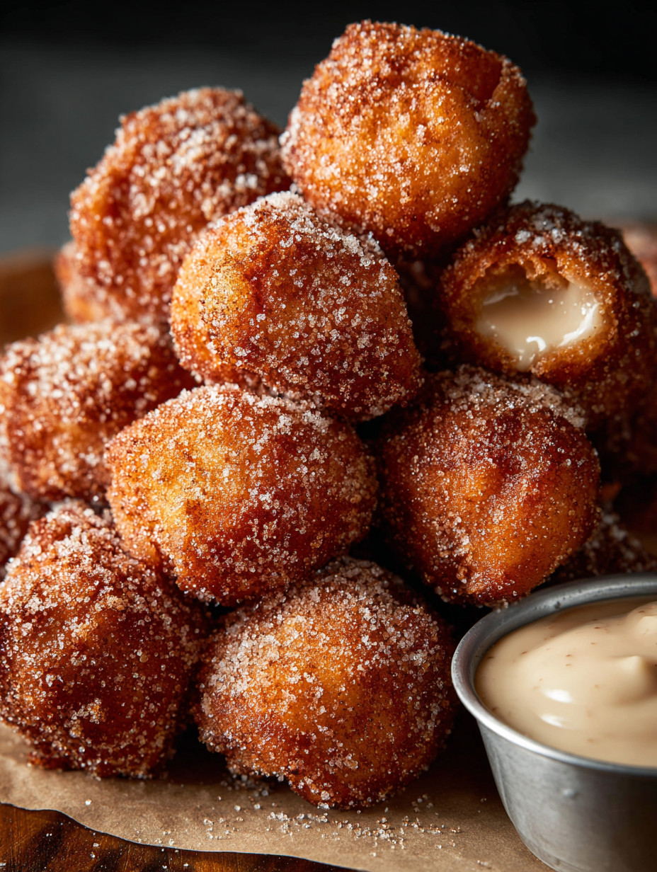 A stack of sugar-coated donuts.