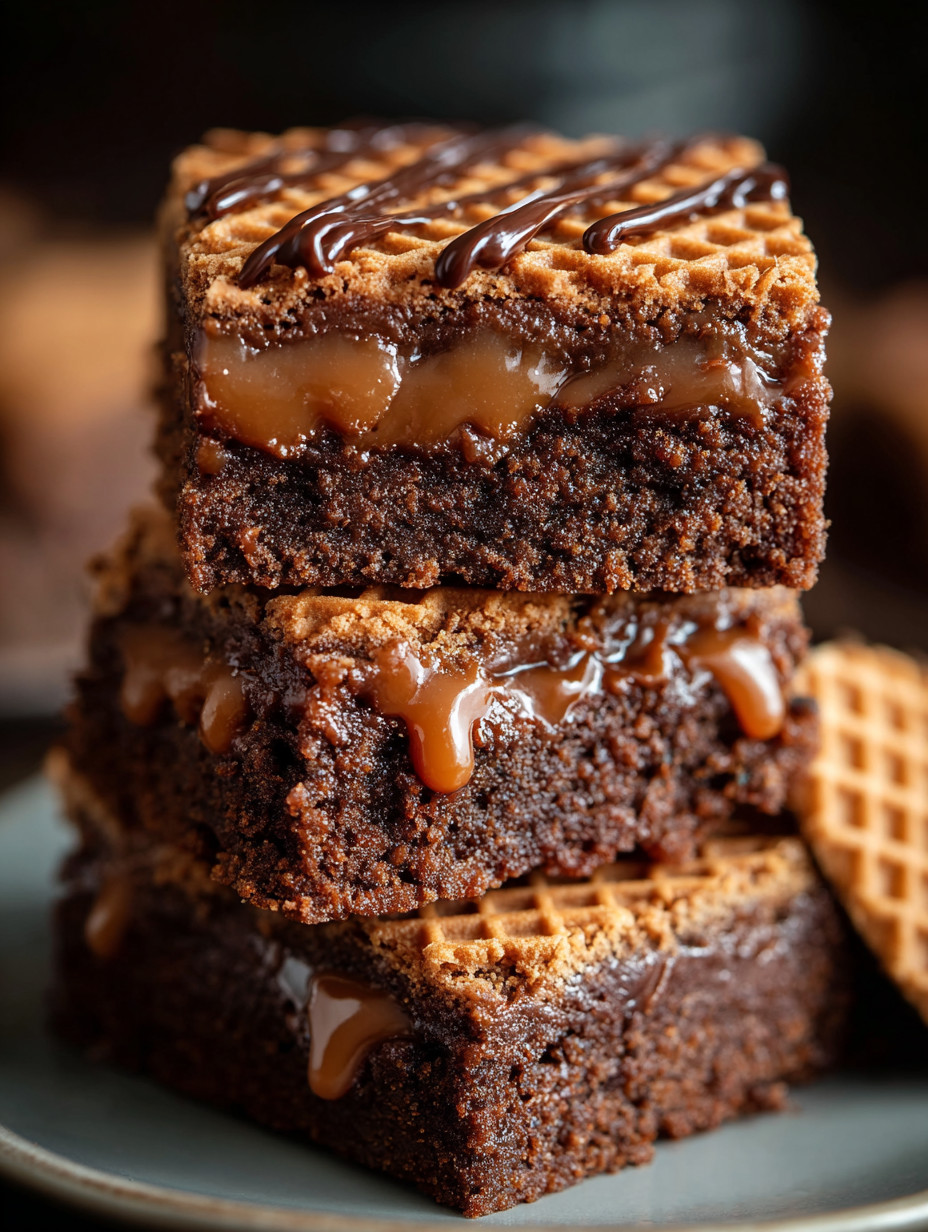 Chocolate cake with caramel sauce.