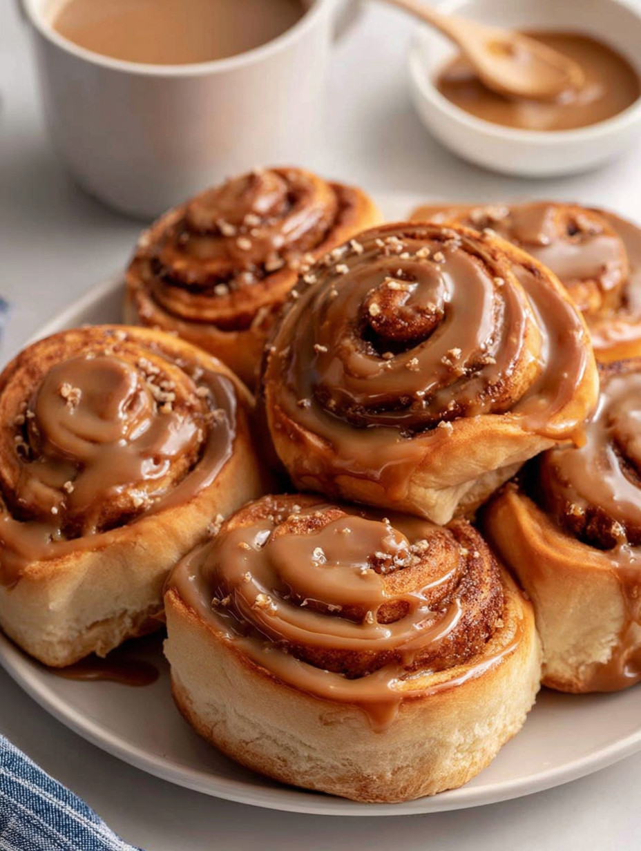 A plate of pastries with a brown glaze.