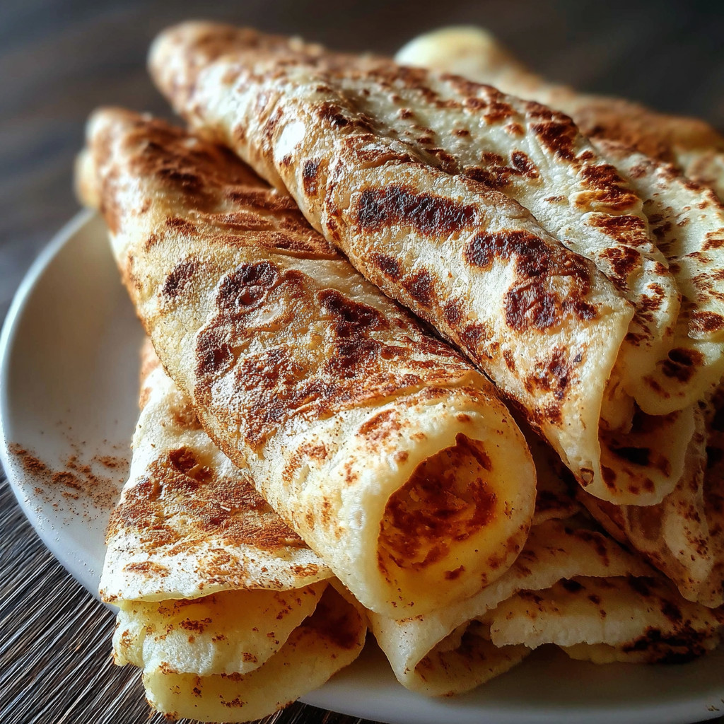 A stack of fried bread on a plate.