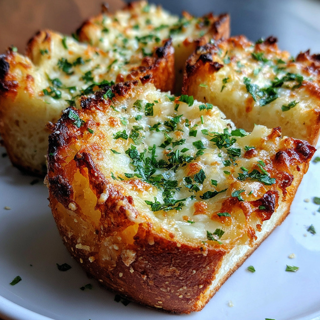 A slice of cheese bread on a plate.