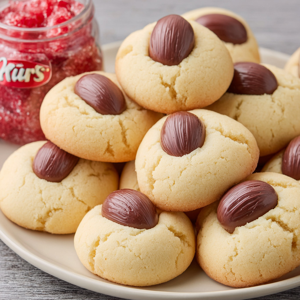A plate of cookies with chocolate chips and maraschino cherries.