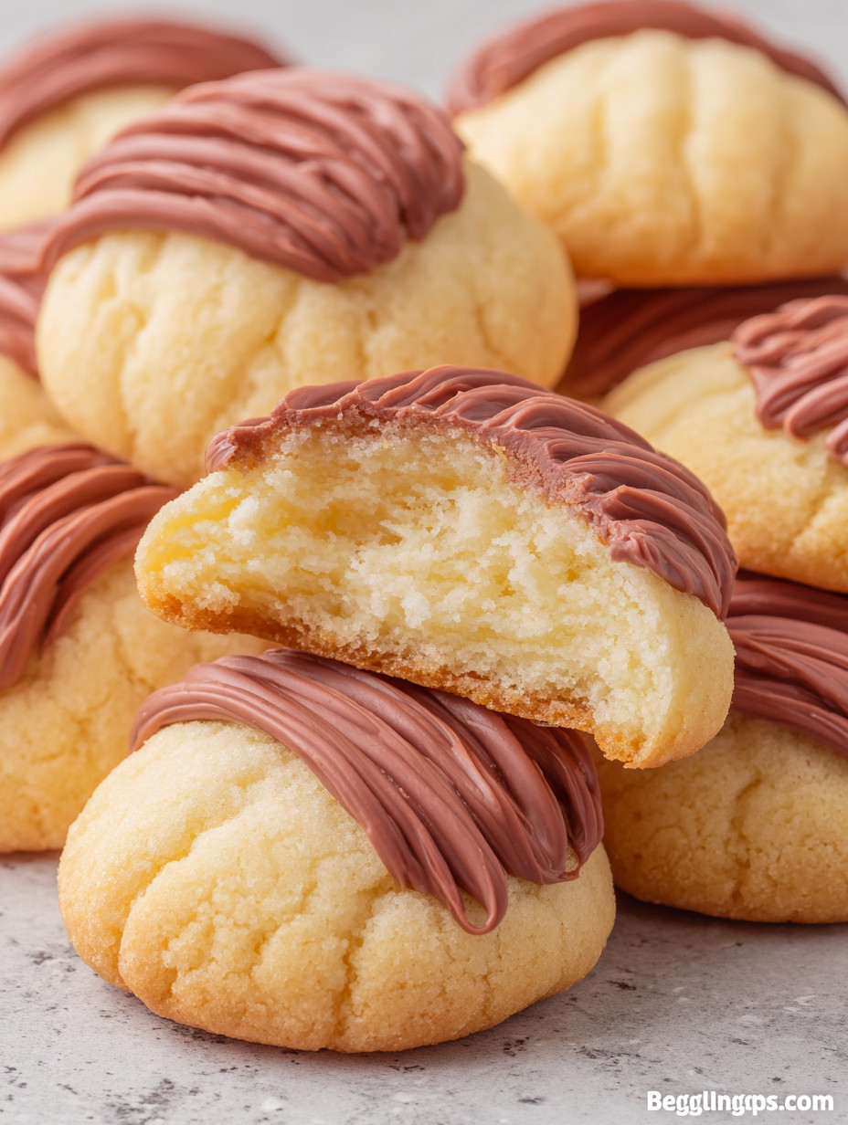 A cookie with chocolate and vanilla frosting.