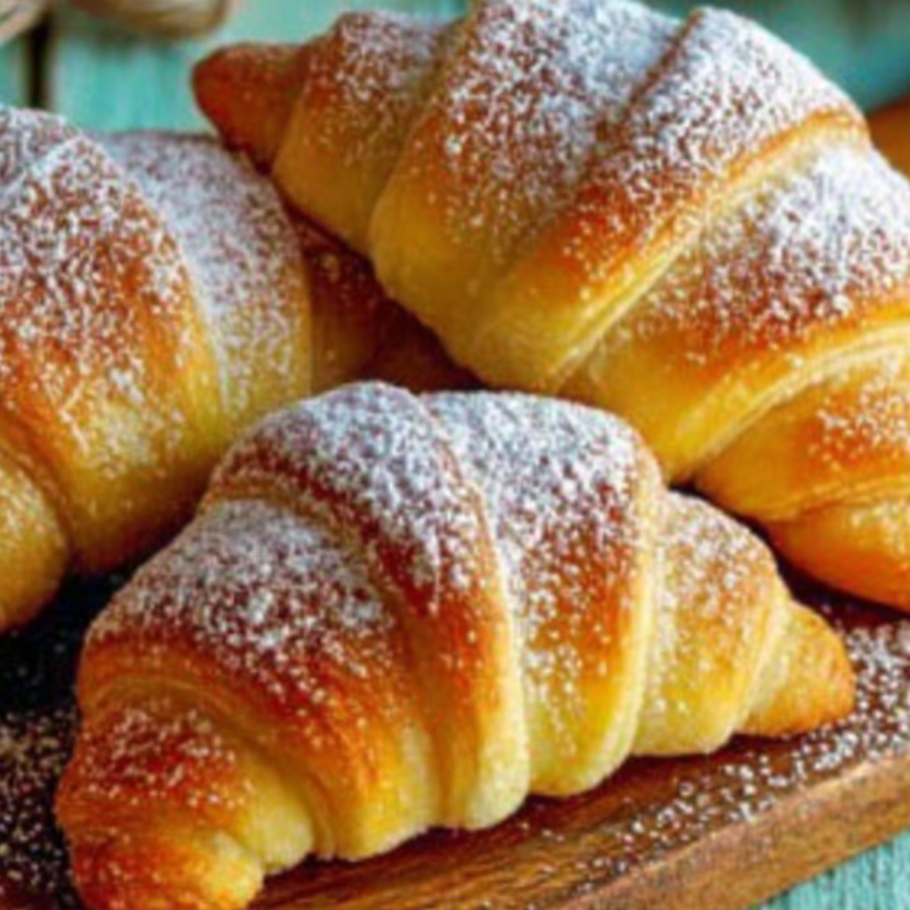 A plate of pastries with powdered sugar.