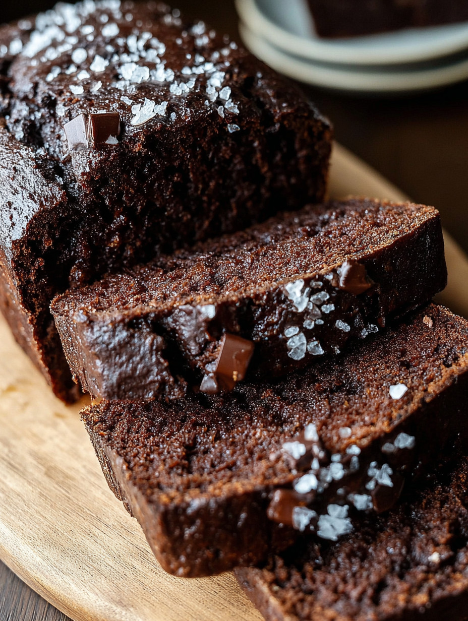 A slice of chocolate bread with chocolate chips.