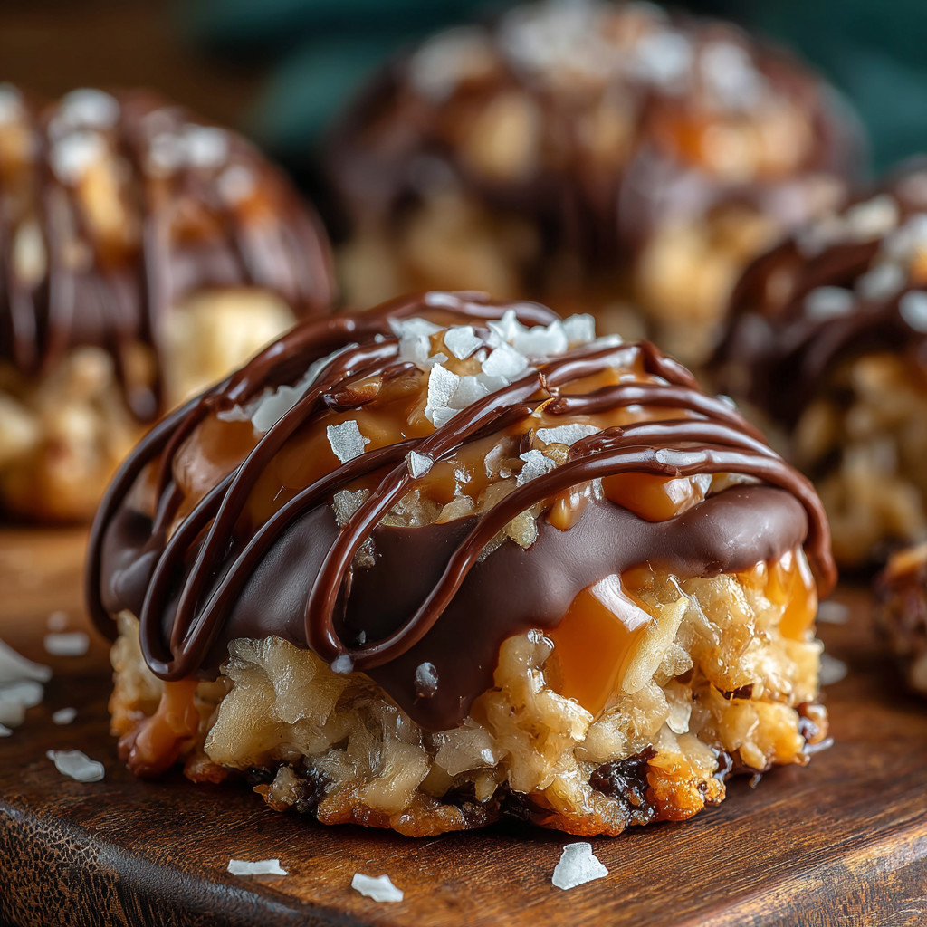 Chocolate covered marshmallows on a wooden board.