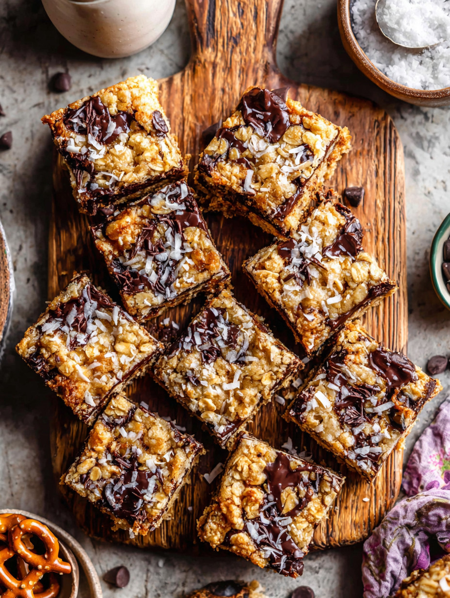A wooden cutting board with sliced cake on it.
