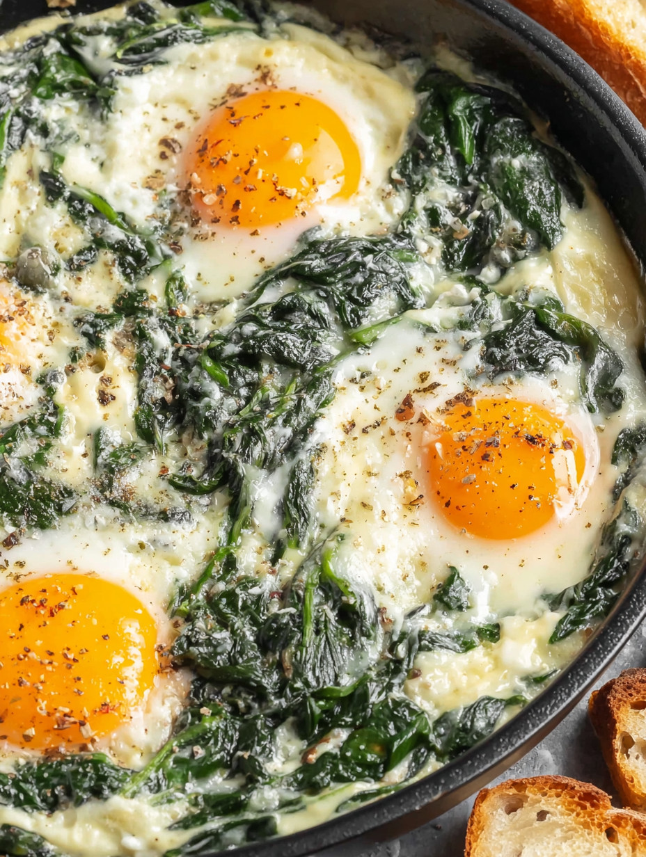 A bowl of eggs and greens.