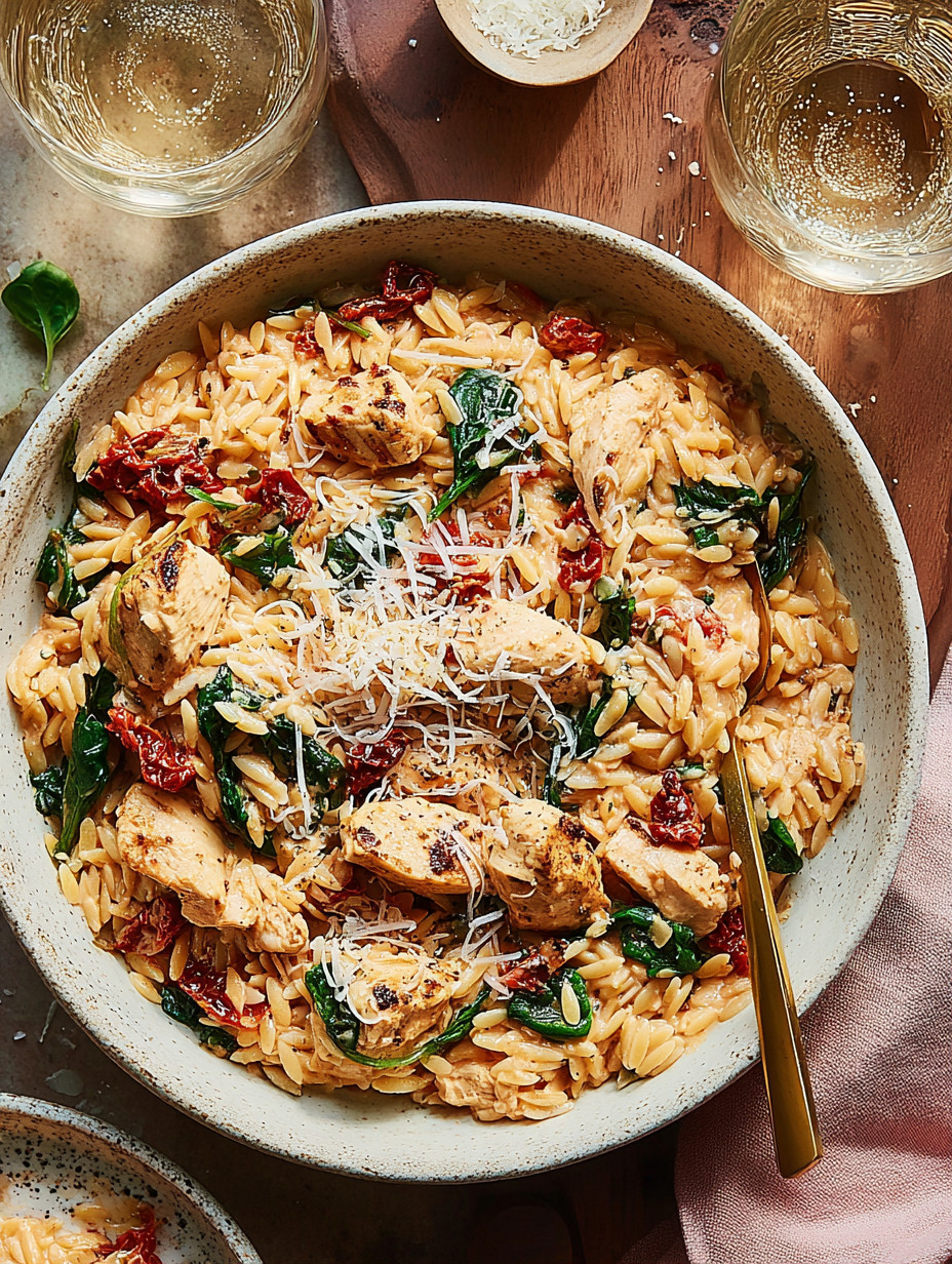 A bowl of rice with chicken and cheese.