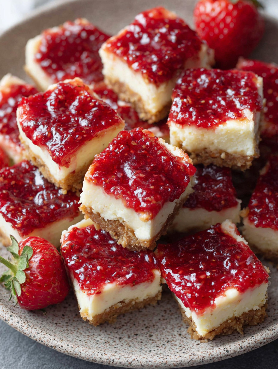 A plate of cake with strawberries on top.