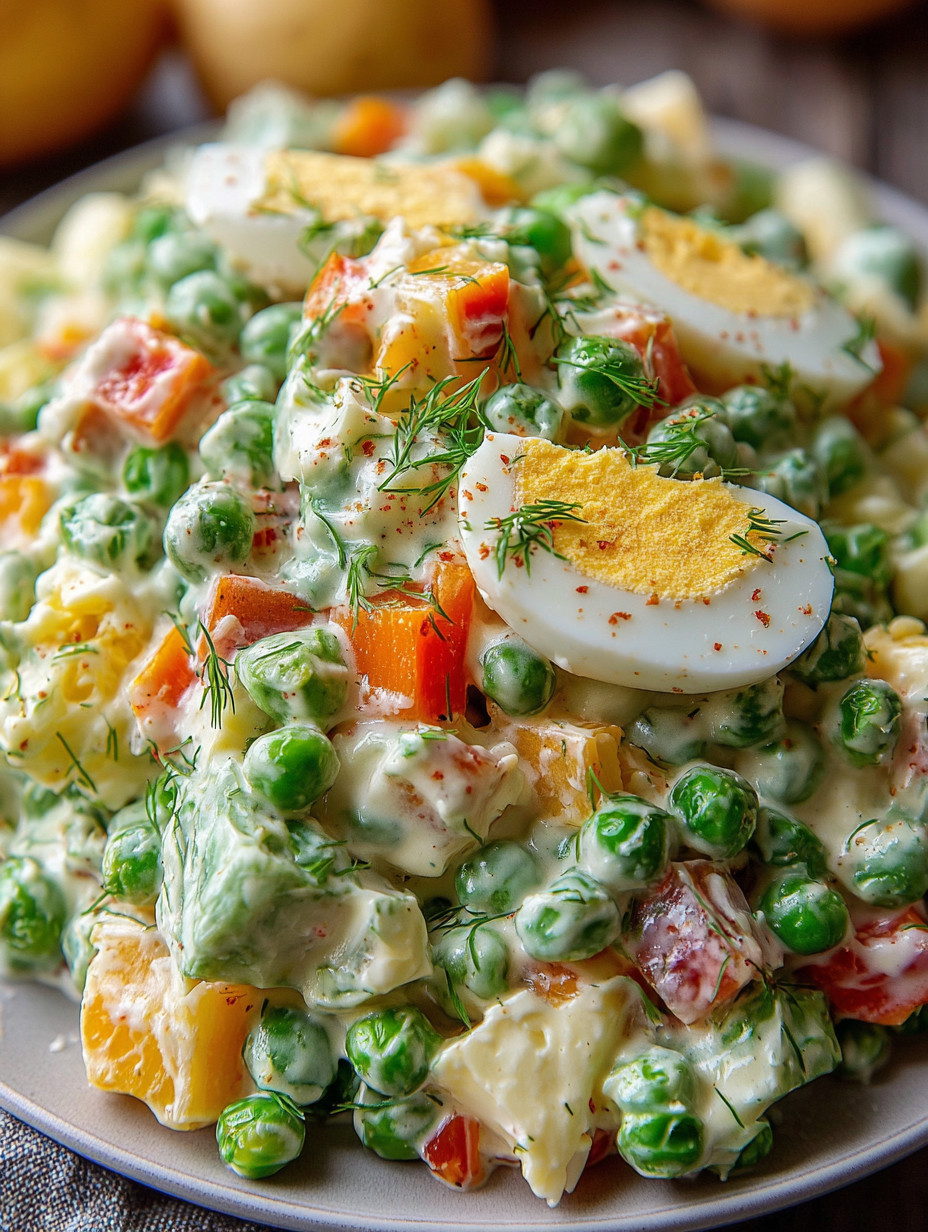 A plate of food with eggs, peas and tomatoes.