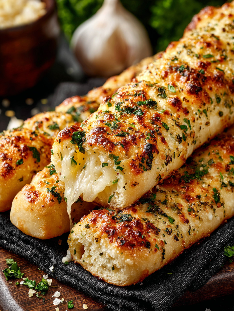 Two pieces of bread with cheese and herbs.