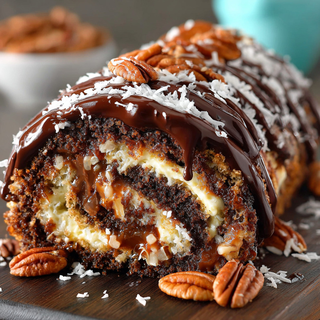 A chocolate covered cinnamon roll.