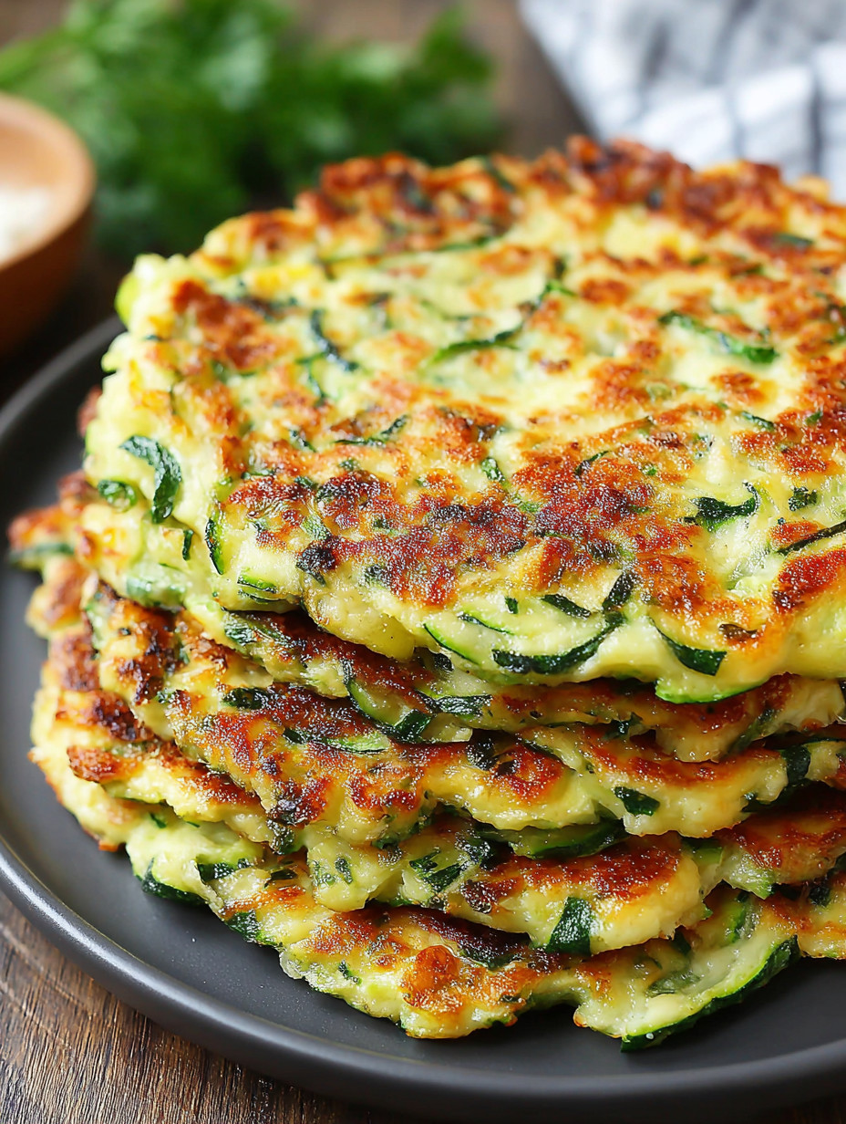 A stack of zucchini pancakes.