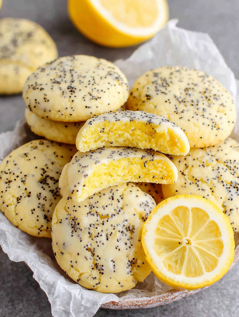 A bowl of cookies with a lemon wedge on top.