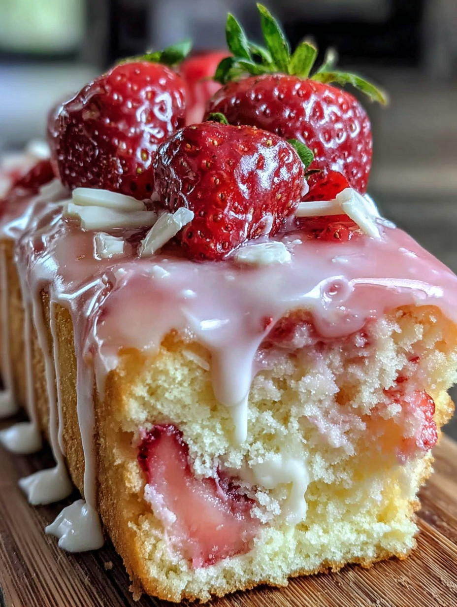 A slice of cake with strawberries on top.