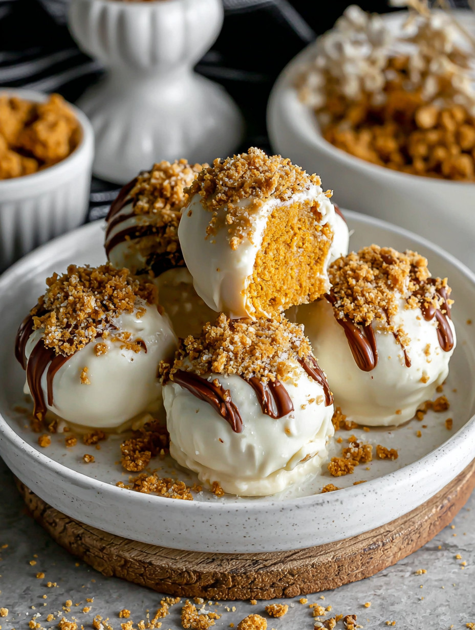 A plate of desserts with white and brown toppings.