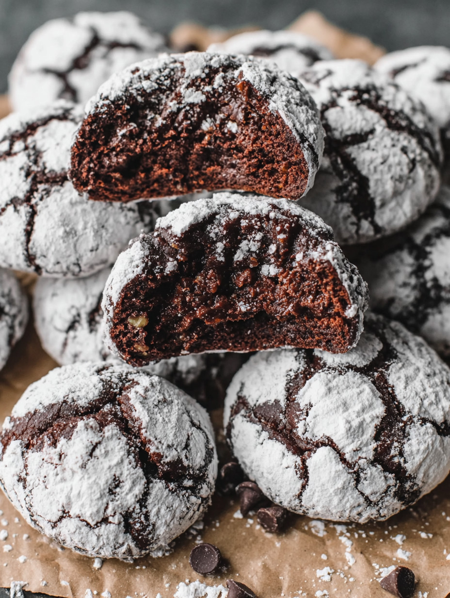 Chocolate covered cookies on a table.