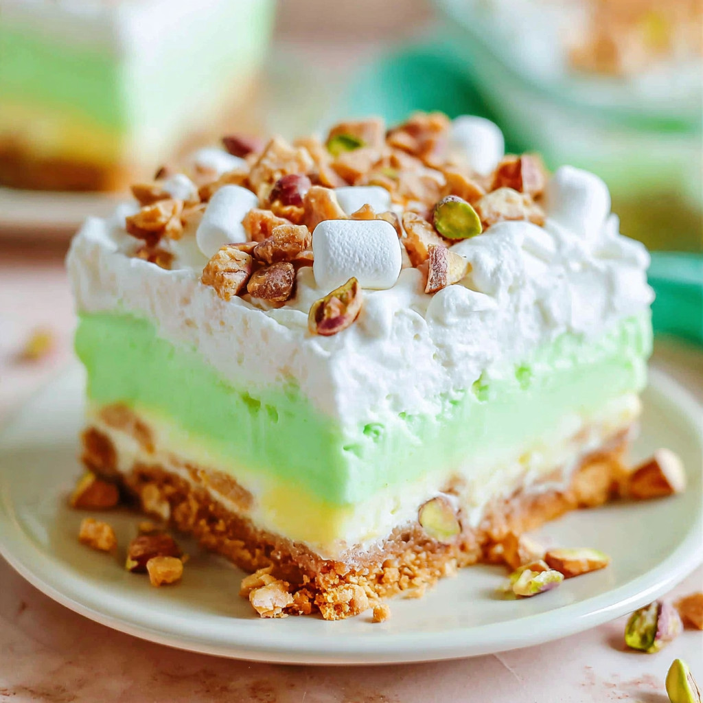 A slice of cake with white frosting and nuts.