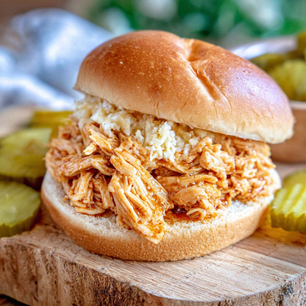 A sandwich with chicken and pickles.