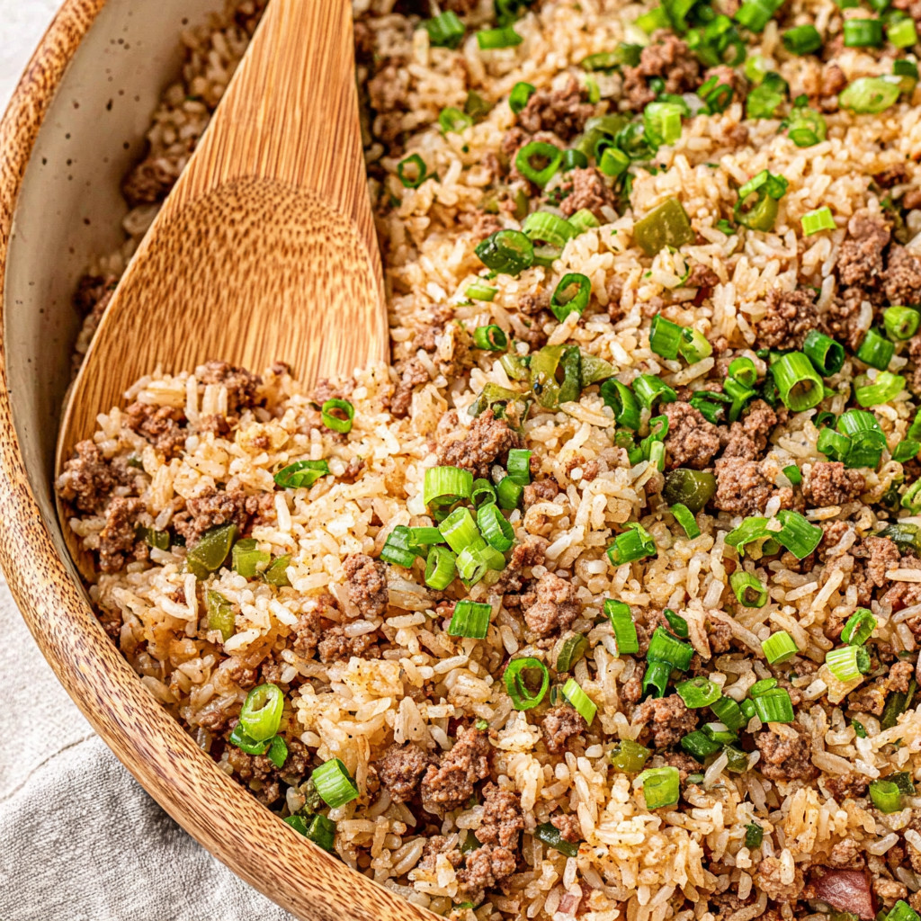 A bowl of rice with meat and vegetables.
