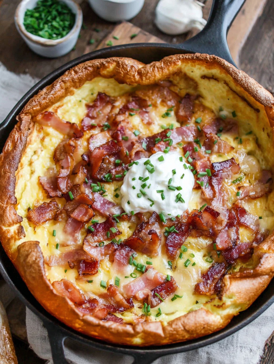 A close up of a delicious bacon and cheese omelette.