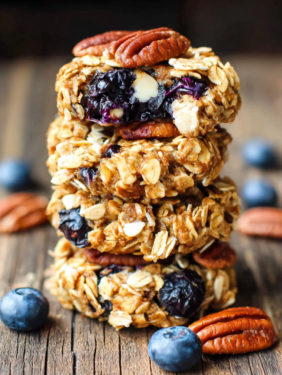 A stack of blueberry and nut granola bars.