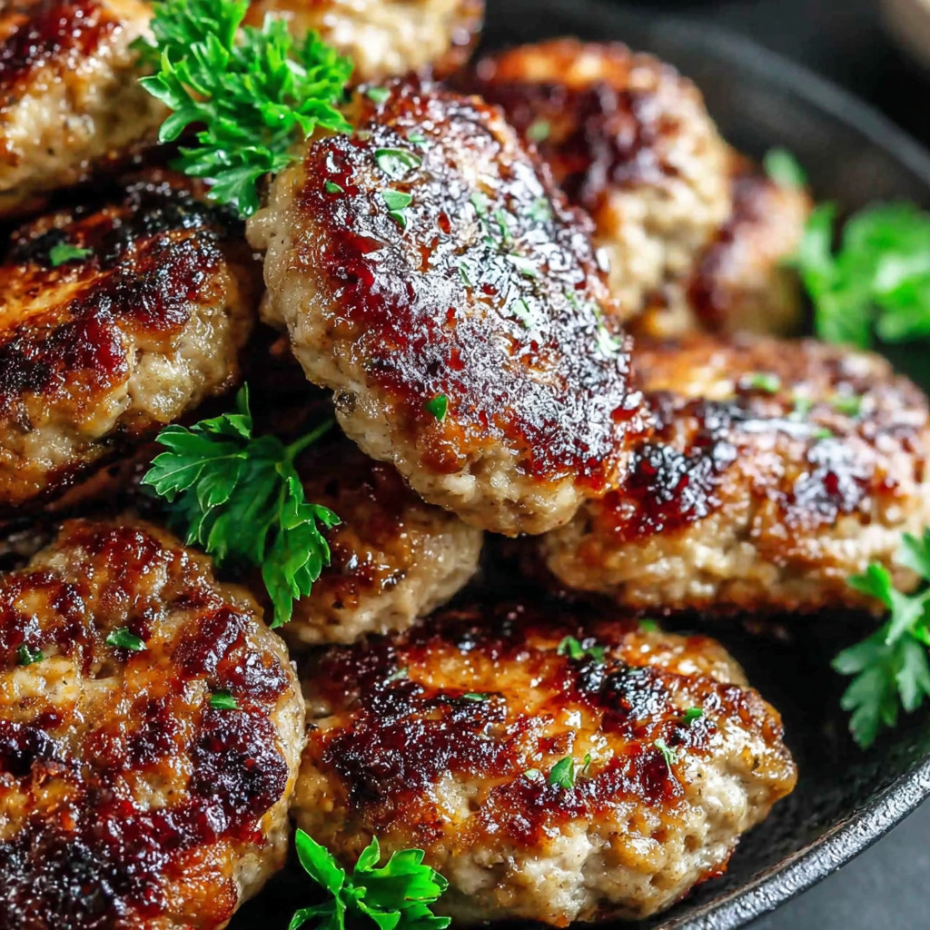 A bowl of meatballs with parsley.