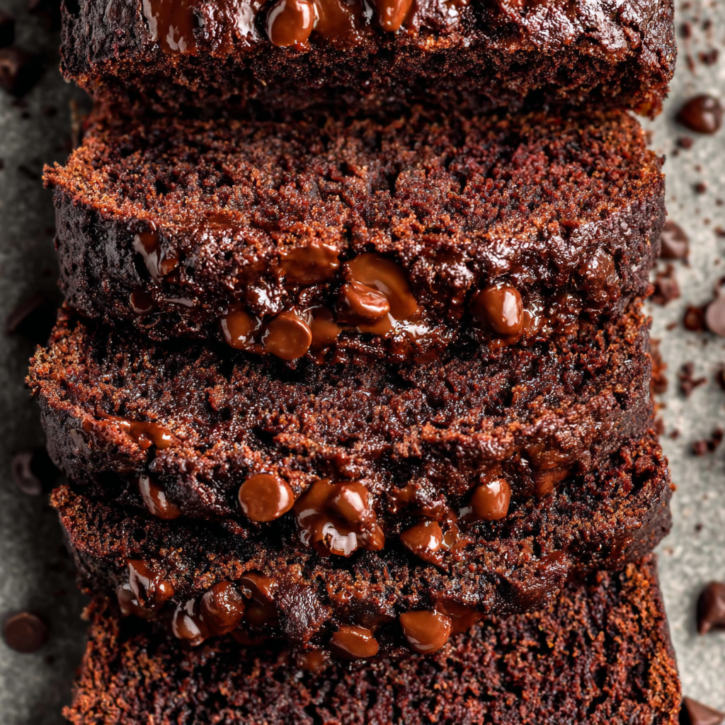 Three slices of chocolate cake with chocolate drizzle.