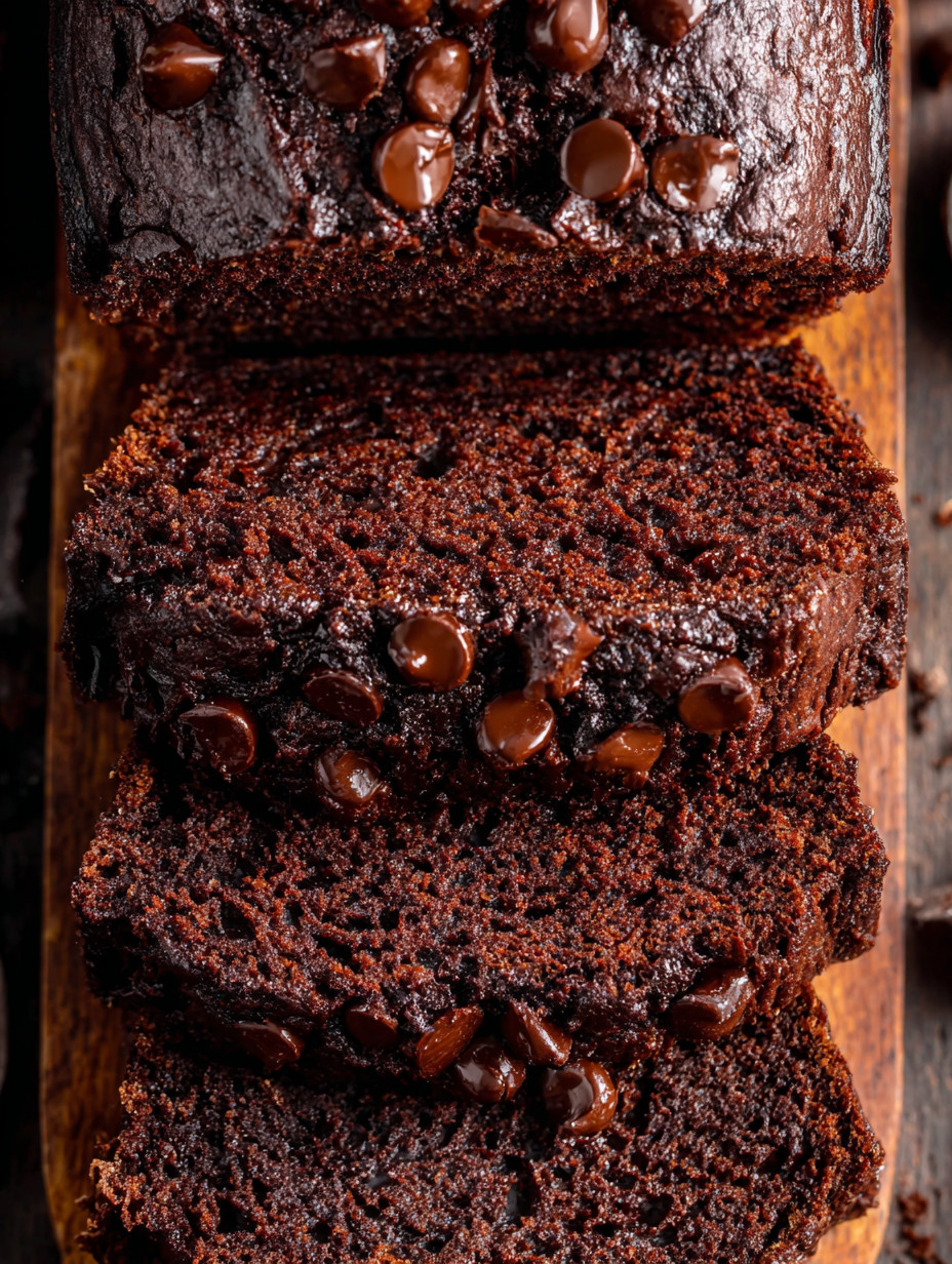Chocolate cake with chocolate chips.