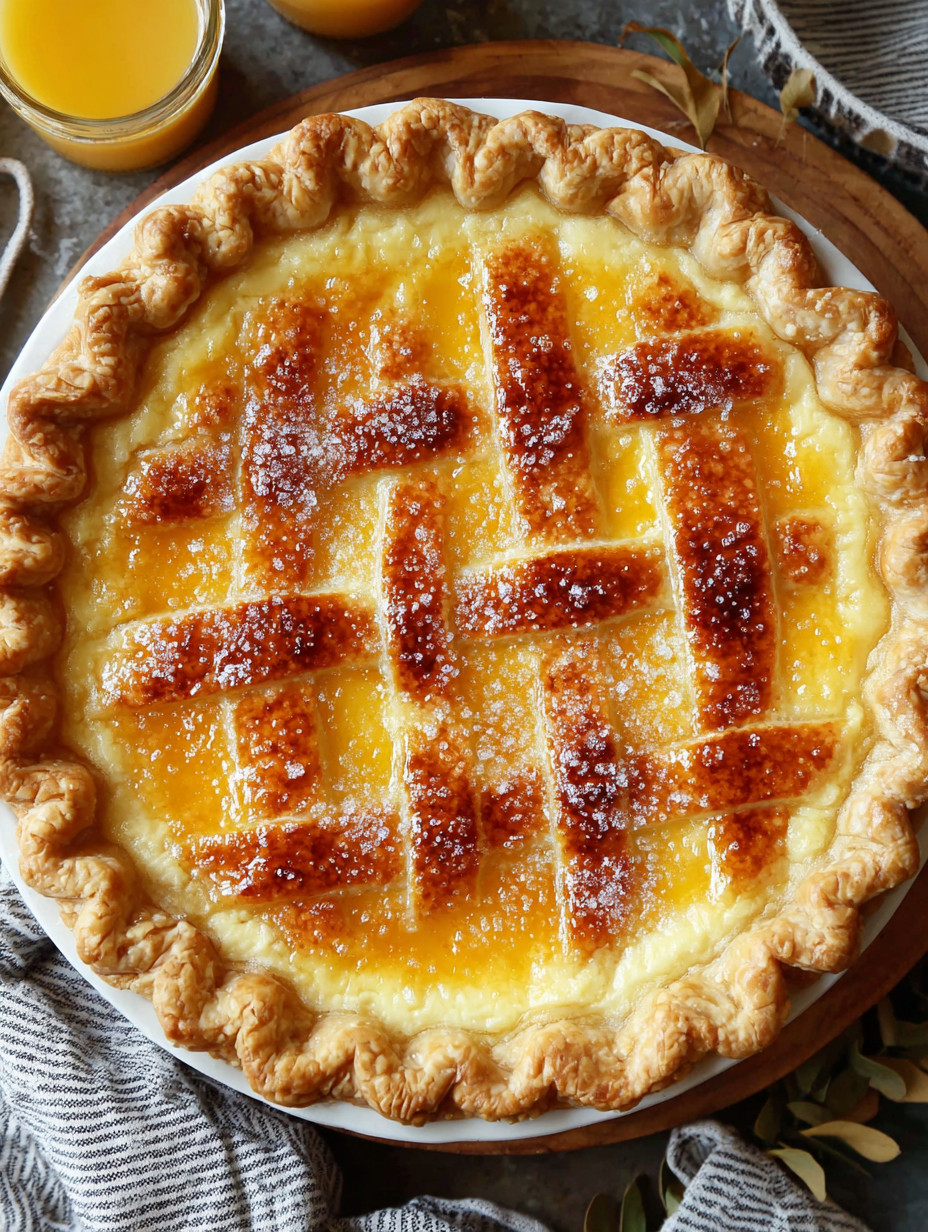 A pie with a lattice crust.