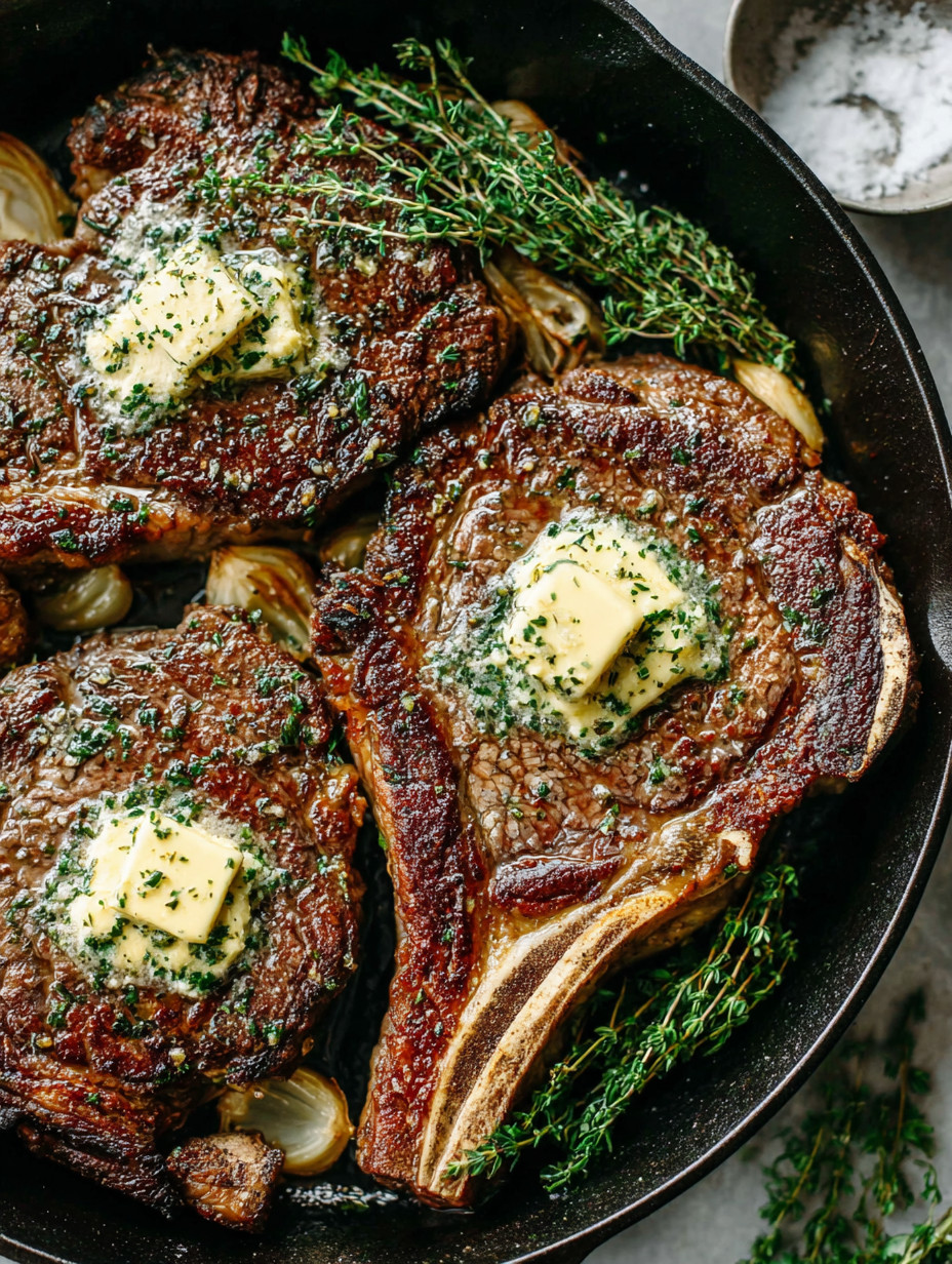 A pan of meat with butter on top.