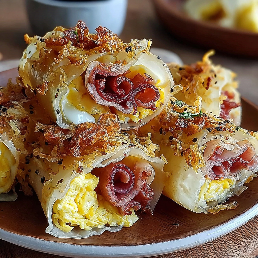 A plate of food with meat and egg rolls.