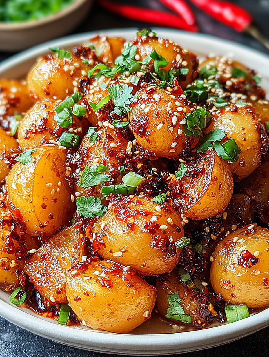 A bowl of food with a green garnish.