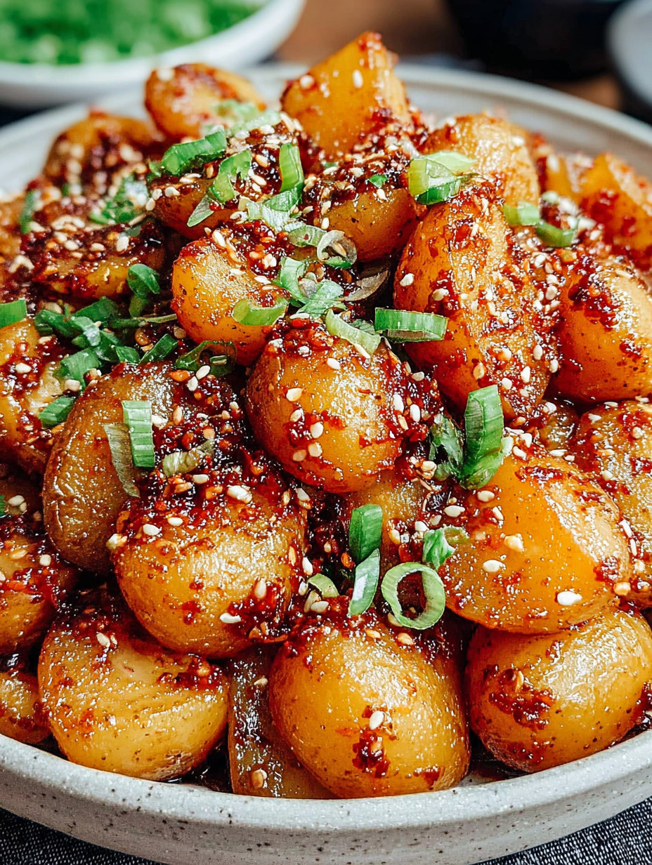 A bowl of food with a green garnish.