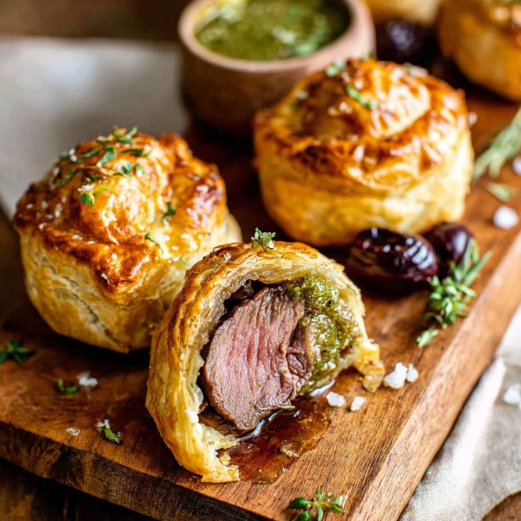 A plate of food with a pastry and a bowl of sauce.