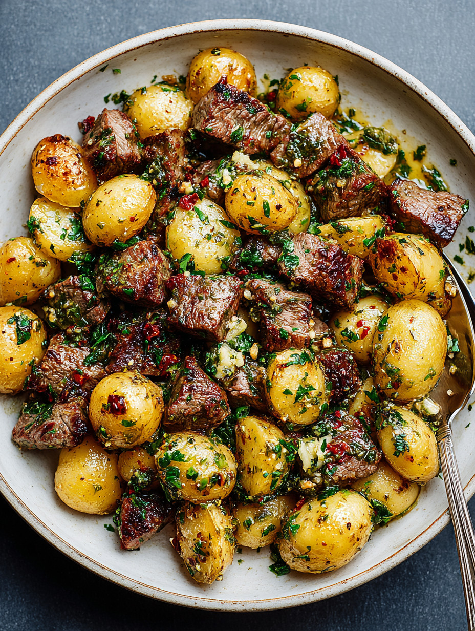 A bowl of meat and potatoes.
